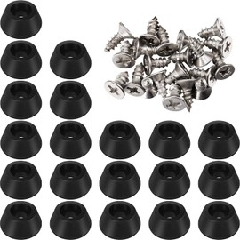 Quesuc 20 Pcs 0.28 x 0.59 HD Stainless Steel Soft Non Slip Non Slip Non Slip Rubber Feet Feet Feet with Screws Non Slip Thin Handles for Furniture, Electronic Appliances and Appliances