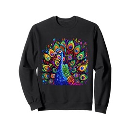 Peacock Bird Lover Artwork Animal Art Teal Feathers Bird Sweatshirt
