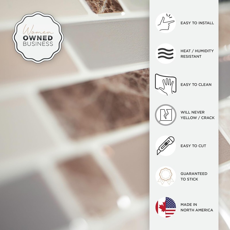 SMART TILES Peel and Stick Backsplash - 5 Sheets of