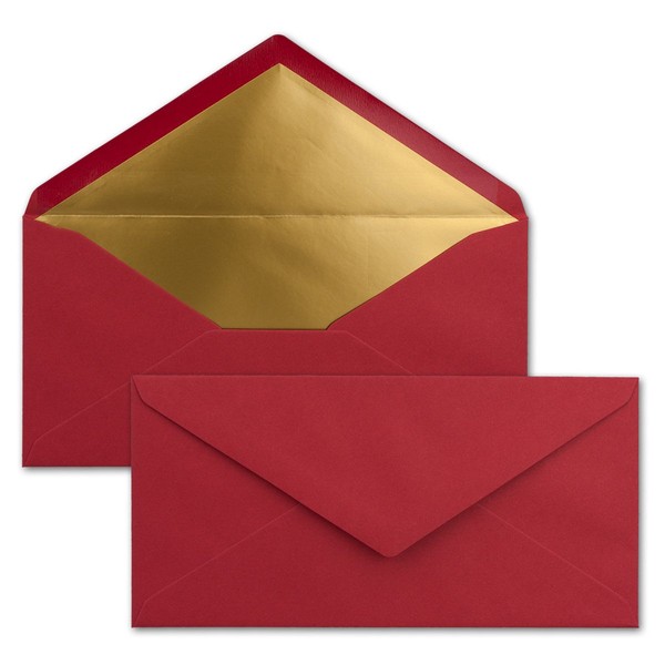"NEUSER PAPIER" 75 envelopes DIN long dark red with gold