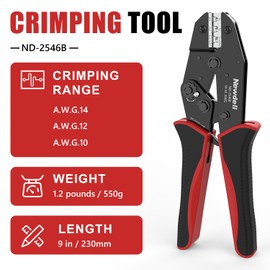 Newdeli Wire Crimping Tool for Solar Connectors - AWG 14 12 10 MC4 Crimping Tool Ratchet Wire Crimper for MC4 Connector Ratcheting Crimping Plier Crimp Tool