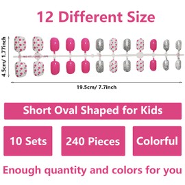 Ailahloe 240 Pieces Kids Cute False Nail 10 Sets Children Short Press on Nail Kid Girl Full Cover Artificial Nail Tips for Little Girls Nail Art DIY Decoration (No Glue)…