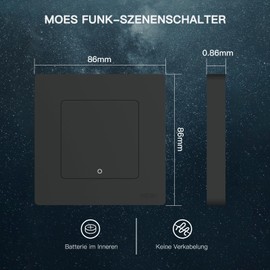 MOES ZigBee Scene Wireless Switch, Smart Switch without Installation, MOES ZigBee Hub Required, 1 Gang