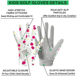 Golf Gloves Kids Junior Upgrade Grip Stylish 1 Pack, All Weather Breathable Gloves for Left Right Hand Youth Toddler Boys Girls (Pink, L, Left)