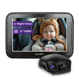Leo&Ella Baby Car Camera: 5'' 1080P Mirror Monitor with IR Night Vision, Wide-Angle Lens, Easy 5-Minute Installation, Crystal Clear View for Back Seat Rear-Facing, Perfect for Parents' Peace of Mind