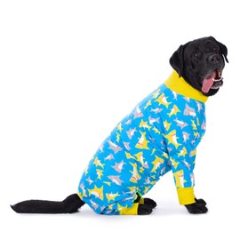 Dog Pajamas Jumpsuit for Medium Large Dogs,Lightweight Dog Pjs Clothes Apparel Onesies,Shirt for Large Size Dogs After Surgery, Full Belly (34 (Chest 35.04 in | Backlength 23.62 in), Blue Dinosaur)