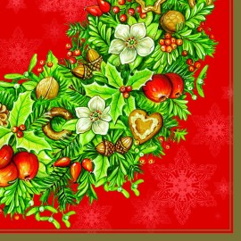 Decoupage Paper Napkin 3-ply Luncheon Christmas Wreath Eco-Friendly - Lot of 20