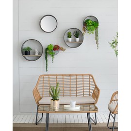 Udorich Charming Farmhouse Round Metal Wall Planter Set for a Vertical Garden, Includes 5 Unique Planters and Shelves