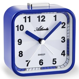 Atlanta Wecker ohne Ticken Licht Snooze Crescendo Quarz Metallgehäuse - 2124/5 (Blau)