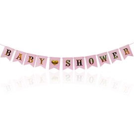 Baby Shower Banner Baby Shower Bunting, Baby Banner Girl Its a Girl Baby Shower Banners for Gender Reveal Party Glitter Birthday Party Decorations Party Supplies (Pink Baby Shower)