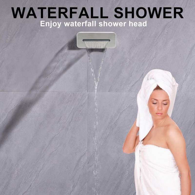 HOMEDEC - Boquilla de baño de cascada de níquel cepillado