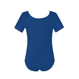 Maillots básicos de manga corta para niñas, Azul marino, 10-12 Años
