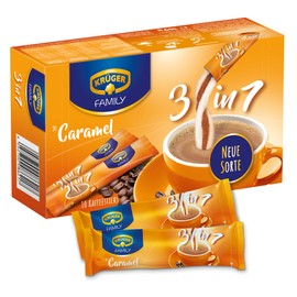 KRÜGER Family 3 in 1 Caramel, Instant Coffee Sticks with Soluble Coffee, Coffee Whiter, Sugar & Caramel Flavour, 10 Sticks (16.9 g)