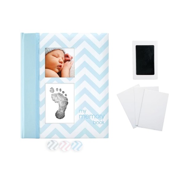 Pearhead Chevron Baby Memory Book with Clean Touch Ink Pad