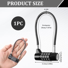 Combination Lock Cable Lock with 4 Digits Cabinet Lock with 7" Durable Cable Ideal for Gate Lock Travel Bag Bike Wardrobes Fence Luggage School Fence Gym Sports Locker (7")