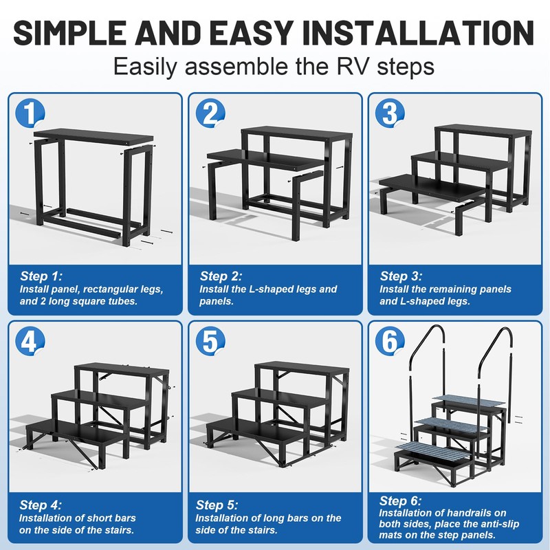 RV Steps Spa Steps with Handrail - 3 Step Hot