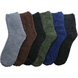 Unbranded 6pair Men Women Dark Colors Fuzzy Cozy Soft Slipper Socks Warm Winter 10-13 Lot