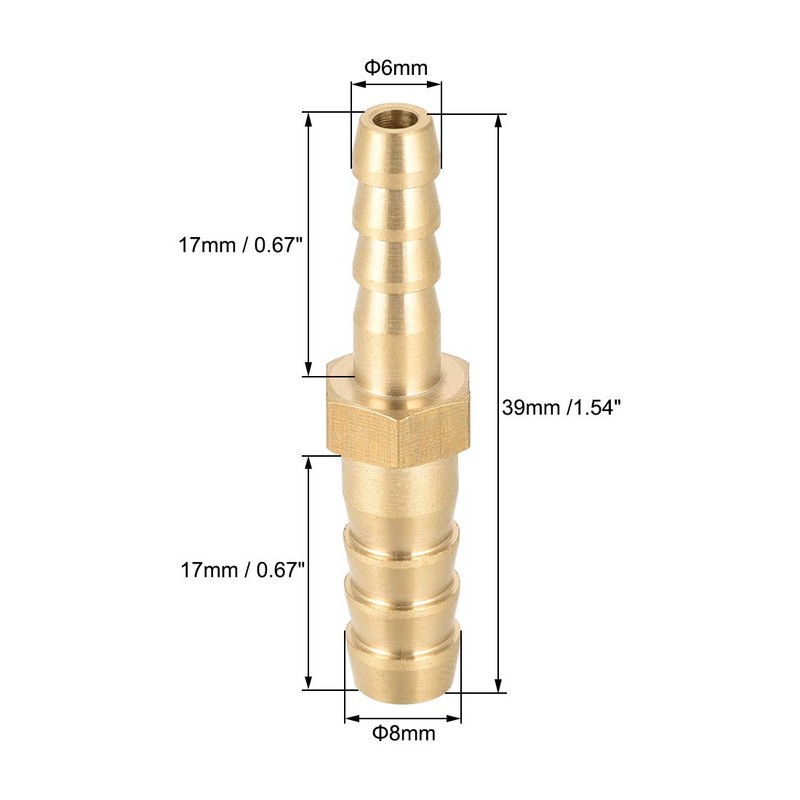 sourcing map Straight Brass Barb Fitting Reducer, Fit Hose ID