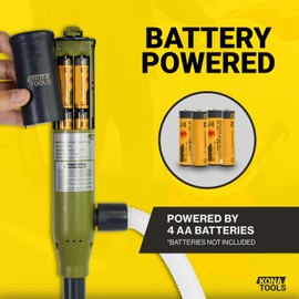 KONA TOOLS KTEP01 Battery Powered Fuel Transfer Pump (3.2 Gal/Min) 19 inch Suction Tube, 51 inch Corrugated Outtake Hose, Requires 4x AA Batteries for Gas/Diesel/Kerosene