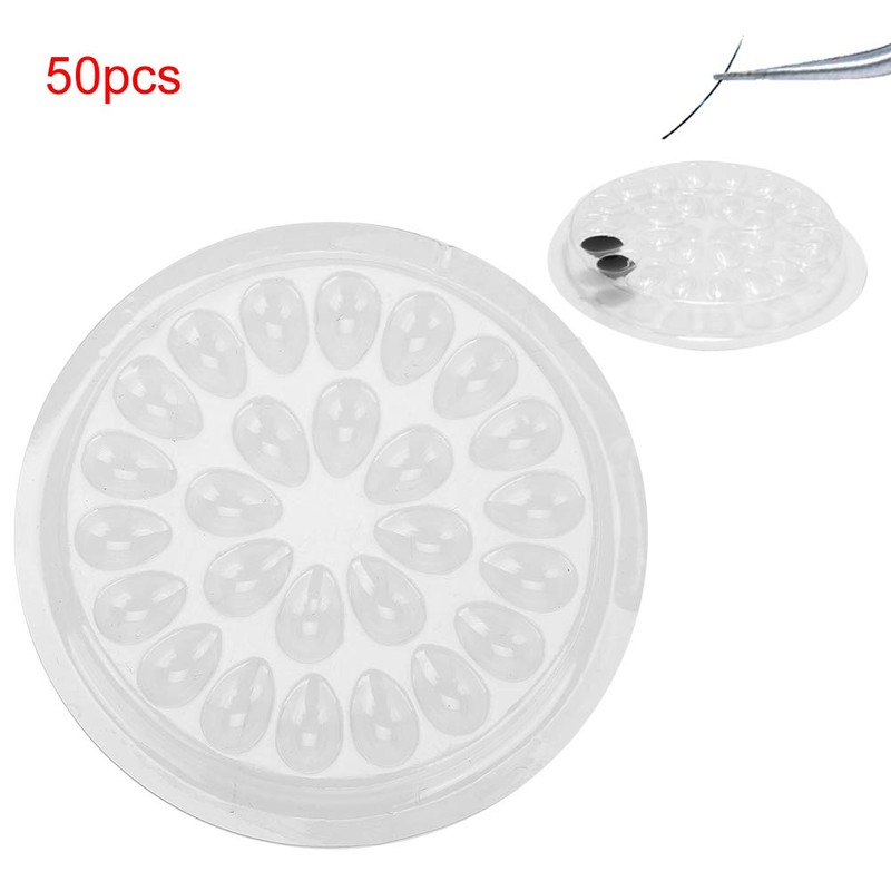 Pack of 50 Disposable Eyelash Glue Palette, Transparent Plastic Eyelash