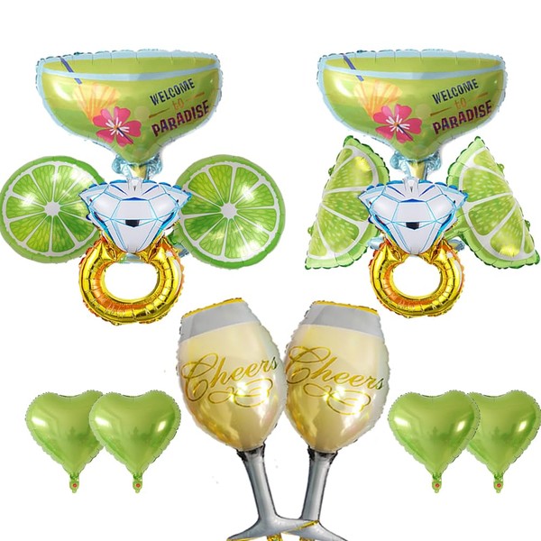 GQXJIAH Margs and Matrimony Bachelorette Balloons, Margarita Glass Lime Diamond