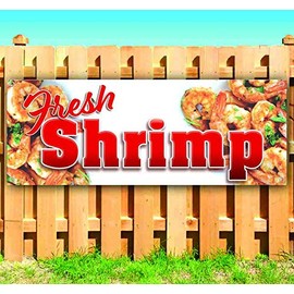 Fresh Shrimp Cooked Banner 13 oz | Non-Fabric | Heavy-Duty Vinyl Single-Sided with Metal Grommets