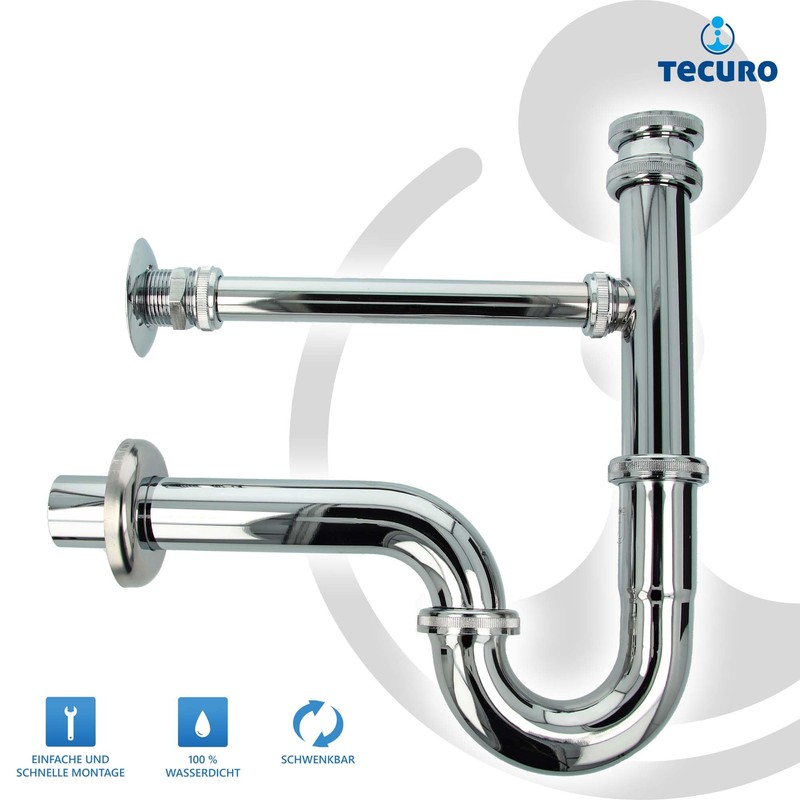 tecuro - Pipe odour trap with leakage water connection, connection