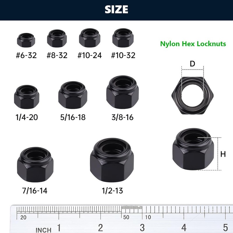 RoyceMart 5/16-18 (12 Pack) Stainless Steel Hex Locknuts, Nylon Insert