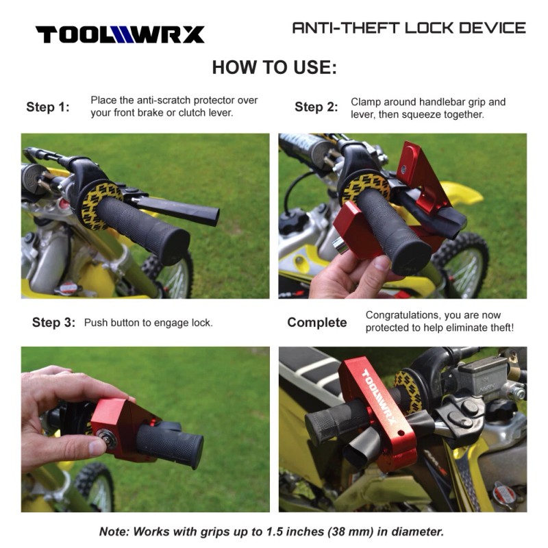 ToolWRX Motorcycle Lock Heavy Duty Anti Theft for Scooter &