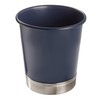 iDesign Small Round Bathroom Trash Can - Black/Chrome