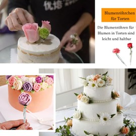 CALLYSONIC 40 Stück Reagenzgläser für Blumen, Blumenröhrchen für Kuchen Deko, Reagenzglas Kunststoff, Torten Zubehör, Tortenspitze Klein, Einfaches Anordnen von Blumen für Kuchendekoration