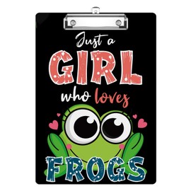 Just A Girl Who Loves Frogs Plastic Clipboards,Cute Fashion Clipboard Decorative 8.5" x 12.5"Standard A4 Size Clipboards,Acrylic Clipboard for Teacher,Social Worker,Students,Nurse,Office Supplies
