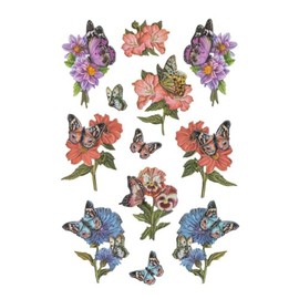 Ideen mit Herz Sticker sheet 3D relief stickers, high-quality embossed with 3D effect, DIN A4 sheet with various motifs (butterflies on flowers)