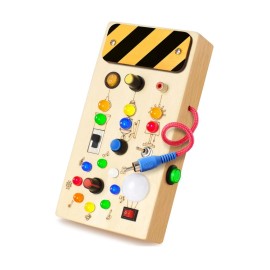 POLKRANE Montessori Toys POLKRANE Busy Board with LED Light w/Toggle Sensory Toy Toddler