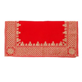 Aditri Creation Decorative Velvet Pooja Mat (19 Inches X 19 Inches, Red) for Multipurpose Indian Traditional Ethnic Festival Decorations