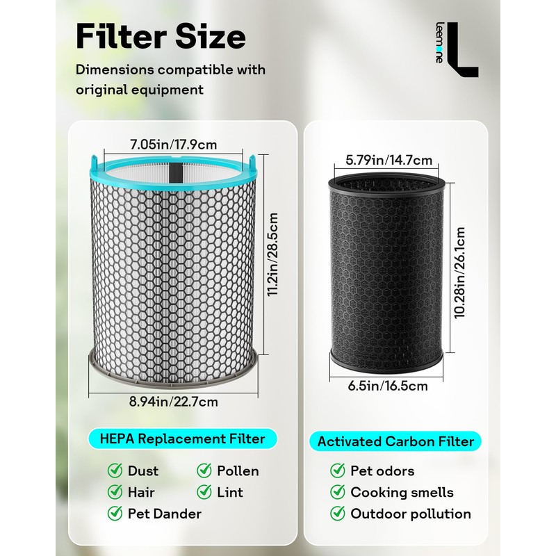 Leemone HJ10 Replacement Filter Compatible with Dyson HushJet Air Purifier