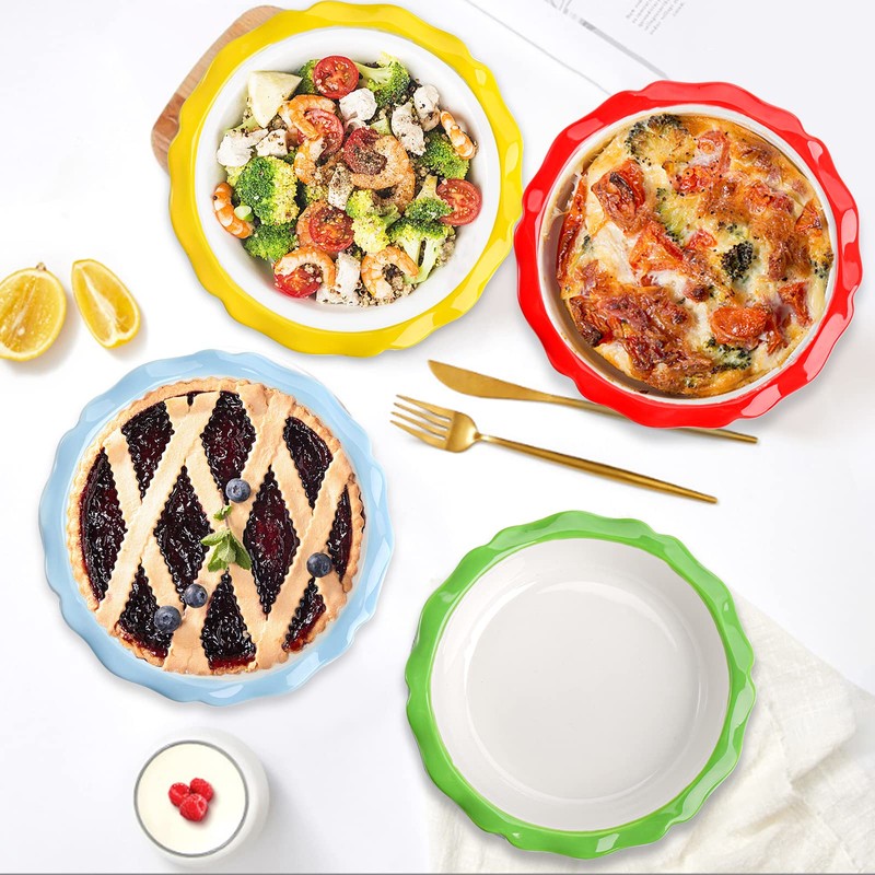 Lawei 4 Pack Ceramic Pie Pans, 6.5 inch Mini Pie