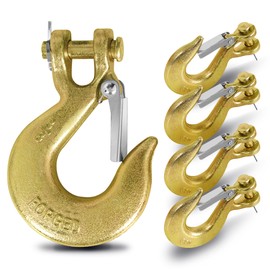 OAFHZMAO 4 Pack Heavy Duty Safety Latch Clevis Slip Hook 3/8'', G70 Forged Steel Tow Chain Clevis Grab Hook for Trailer Truck Transport Tow Chain Hook, 18,000 Lbs Capacity