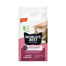 WORLD'S BEST CAT LITTER Good Habits Cat Attract Litter | Natural Plant-Based Attractant | Multicat Flushable Corn Litter | Unscented Odor Control | Low Tracking & Lightweight | Made in USA 15lb Bag
