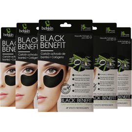 Belskin - Mascarilla de Hidrogel - Parches Para Ojos - Mascarilla para Ojos con Carbon Activado y Colageno - Reduce Hinchazon Pack con 5 cajitas cada uno con 5 Pares de Parches - Cuidado Facial - Contorno de Ojos - 25 Pares de Parches en Total