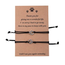 Dog Memorial Gifts for Loss of Cat Dog Sympathy Gifts for Pet Dog Cat Lovers Matching Couple Bracelets for Best Friend Paw Print Bracelet Gifts for Mom Dad Women Men