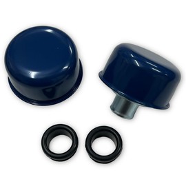 Pirate Mfg Hot Rod Blue Valve Cover Breather Caps with Grommets, Pair, for Small or Big Block