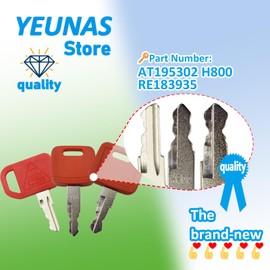 YEUNAS AT195302 H800 RE183935 Heavy Equipment Keys Set Replacement for John Deere Heavy Equipment Loader Backhoe Loader Tractors Excavator Case Dozer (3 Pack)
