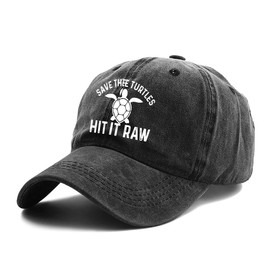 Save The Turtles hit it raw Hat Women Dad Hat Adjustable Cap Black