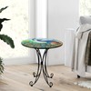 VEWOGIFT 18 Inch Outdoor Side Table, Peacock Metal Accent Table,