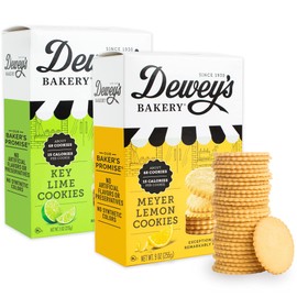 Dewey's Bakery Meyer Lemon & Key Lime Moravian Style Thin Cookies Variety Pack, Bakery Fresh with Real Simple Ingredients, Low Calorie Snack, No Artificial Flavors or Synthetic Colors, 9oz (Pack of 2)