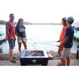 Firebuggz S’Mores Marshmallow Roasting Sticks, Stainless Steel Animal Shaped Head Telescoping up to 32-inches, Campfire Skewers, Set of 4 with Pouch