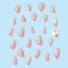 24pcs Coffin False Nail White 3D Bowknot Decor Nail with
