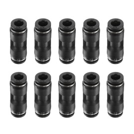 sourcing map 10pcs Push to Connect Fittings 1/4" OD x 1/4" OD Straight Pneumatic Connector Zinc Alloy Quick Connect Union Two-Way Fittings for Semi Truck Trailers Air Brake System, Black