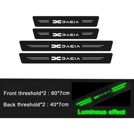 Ndier Pack of 4 MINGCHUO with Luminous Effect Car Carbon Fibre Door Sill for Dacia Spring Lodgy Dokker Duster Logan Sandero Stepway Non-Slip Anti-Scratch Trim Scuff (Night Light1)
